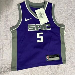 Sacramento Kings De’Aaron Fox Nike NBA Size 3T Toddler Jersey Size Purple New
